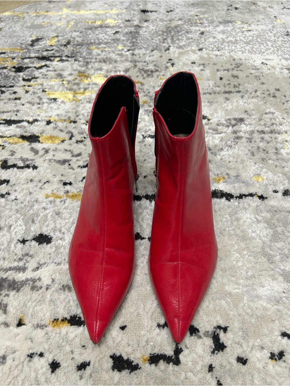 Zara Red Pointed Toe Kitten Heel Ankle Boots – US 6 / EU 36 / UK 3